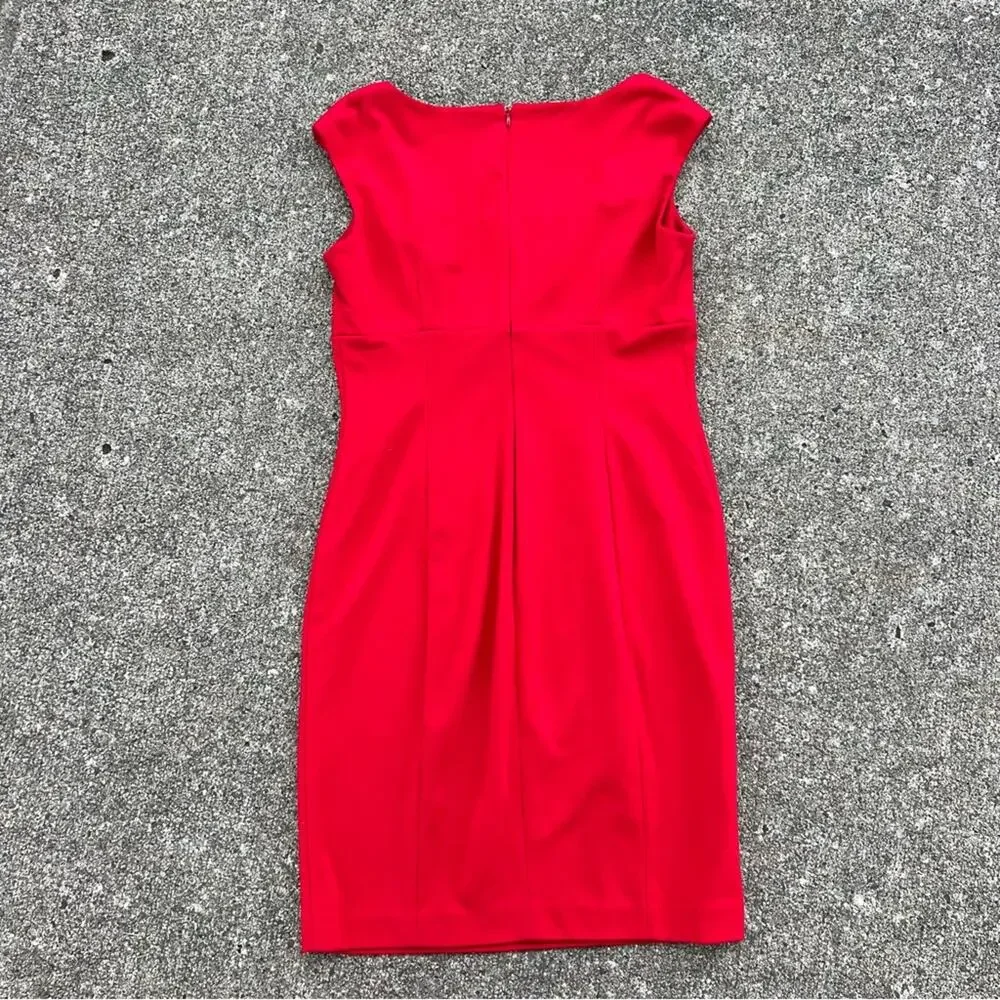 Calvin Klein Sleeveless red stretch knit Empire waist sheath dress size 10